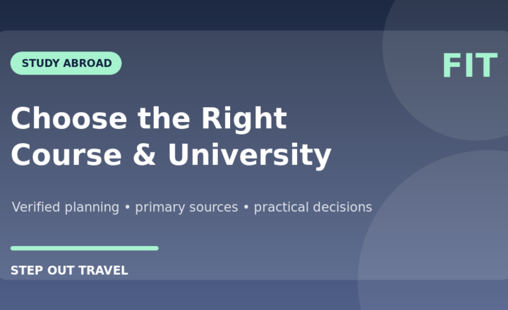 How to choose a study abroad course and university featured graphic