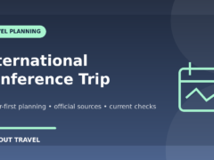 International conference travel budget hotel flights and arrival planning graphic