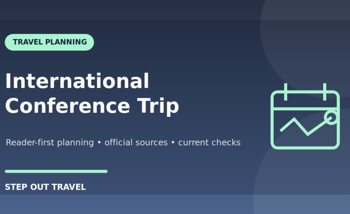 International conference travel budget hotel flights and arrival planning graphic