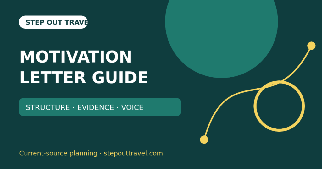 Scholarship motivation letter structure and writing guide featured graphic