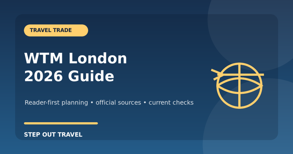 WTM London 2026 registration UK entry and travel trade planning graphic